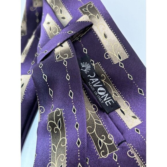 VTG ASSORTED LOT OF 3 - Purple Silk Ties Made in Italy - Abstract Retro Patterns - Picture 12 of 13